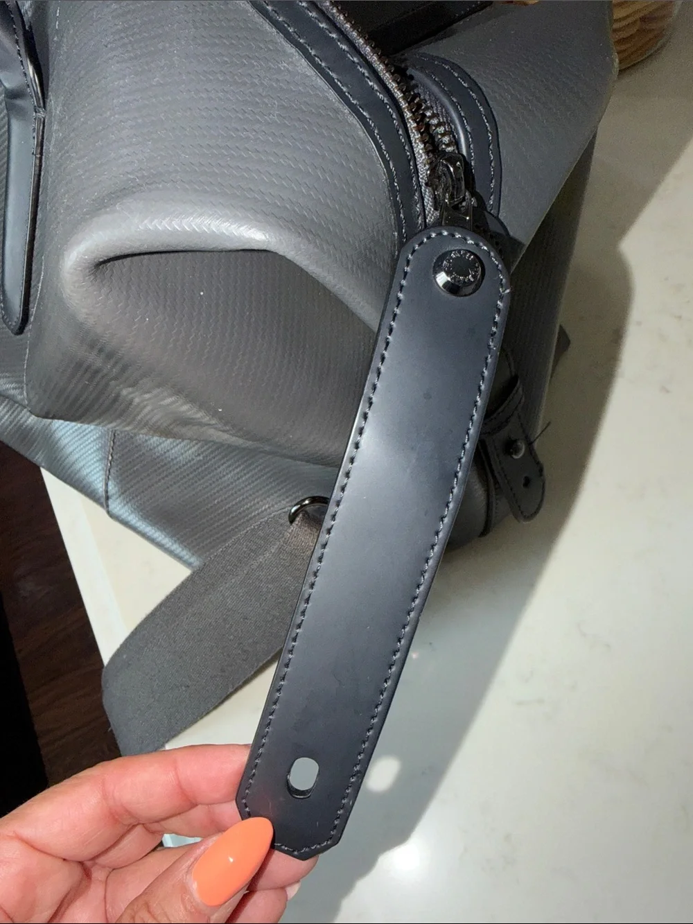 Ted Baker Charcoal Gray Textured Duffel with Shoulder Strap